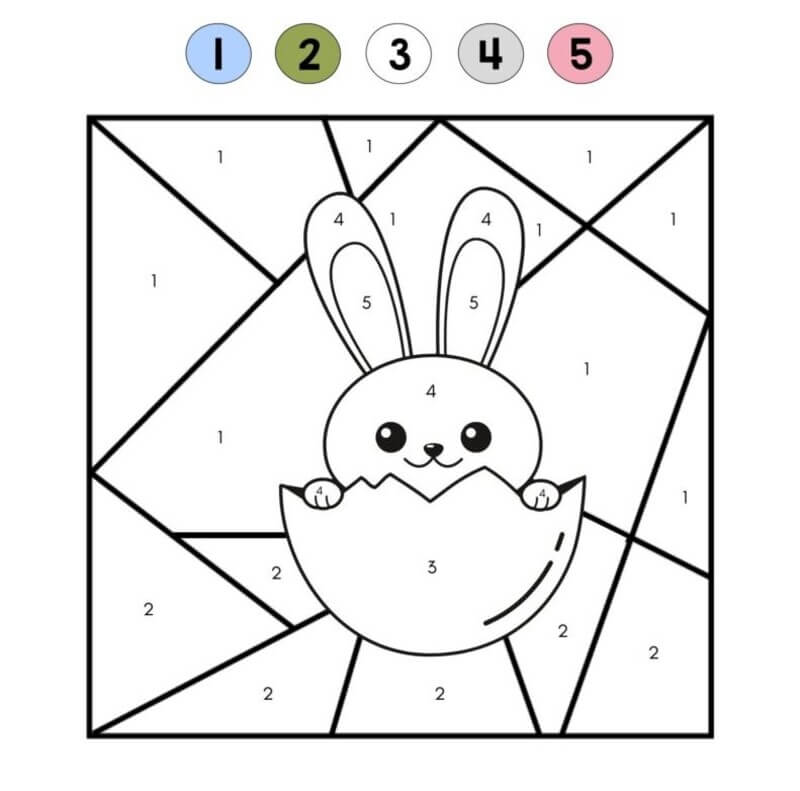 Cute easter bunny color by number Color By Number