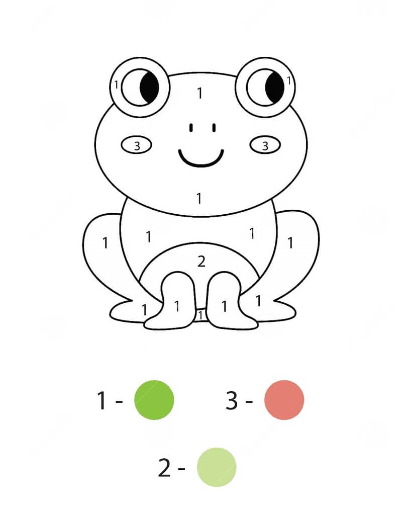 Cute Frog color by number