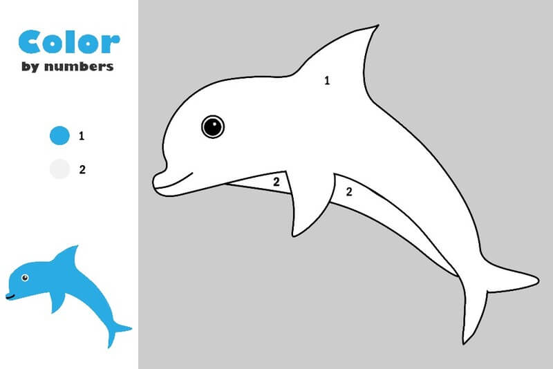 Dolphin in cartoon style color by number