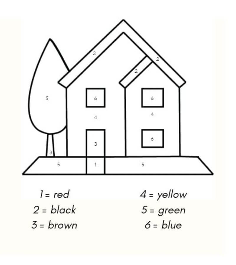 Drawing house color by number