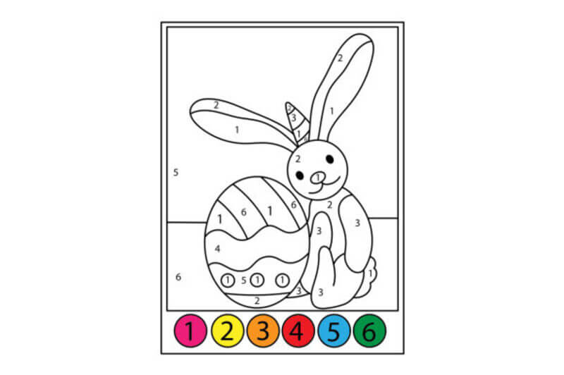 Easter Bunny with Unicorn Horn color by number