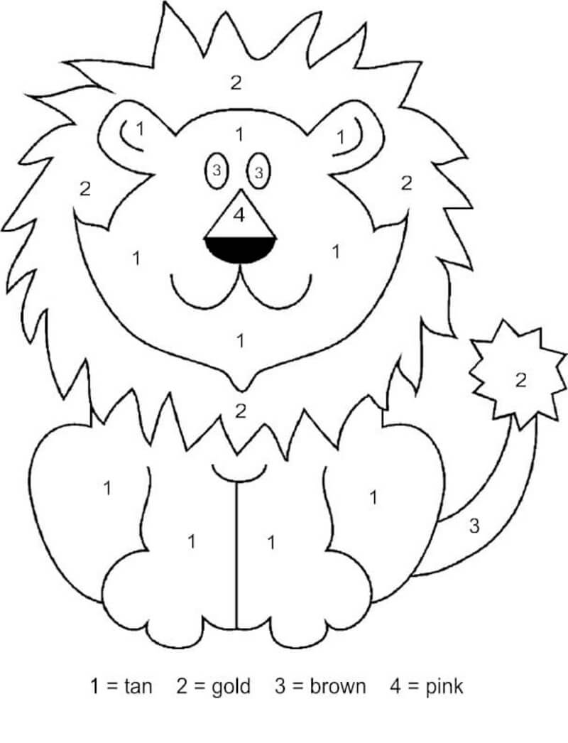 Easy lion color by number Color By Number