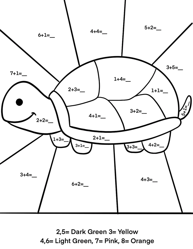 Easy to draw turtle color by number Color By Number