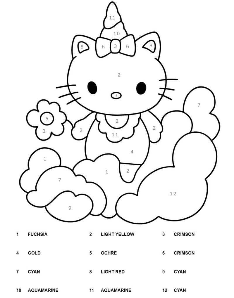 Fairy Hello Kitty color by number Color By Number