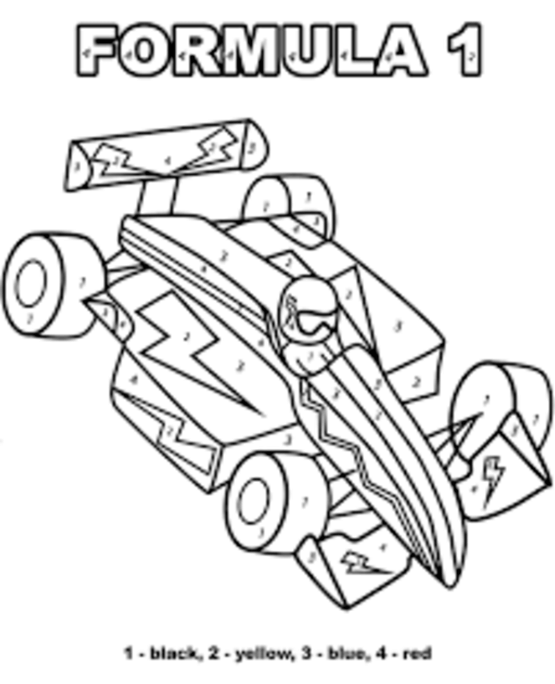 Formula 1 Race Car color by number