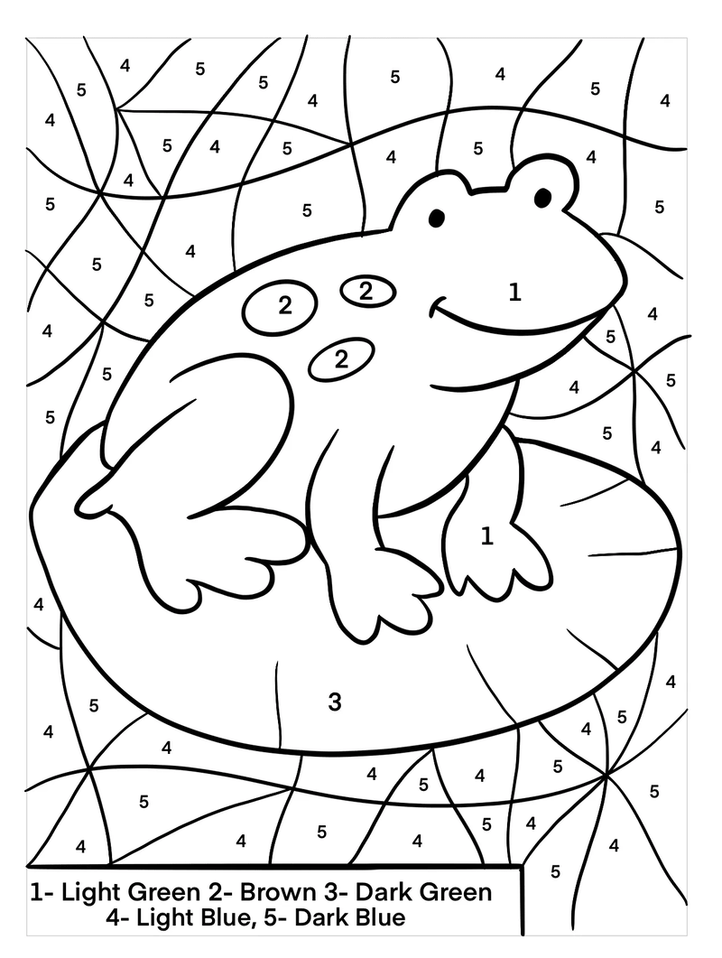 Free frog color by number - Download, Print Now!