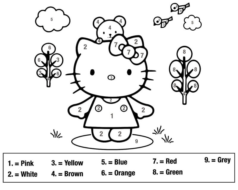 Free Hello Kitty color by number