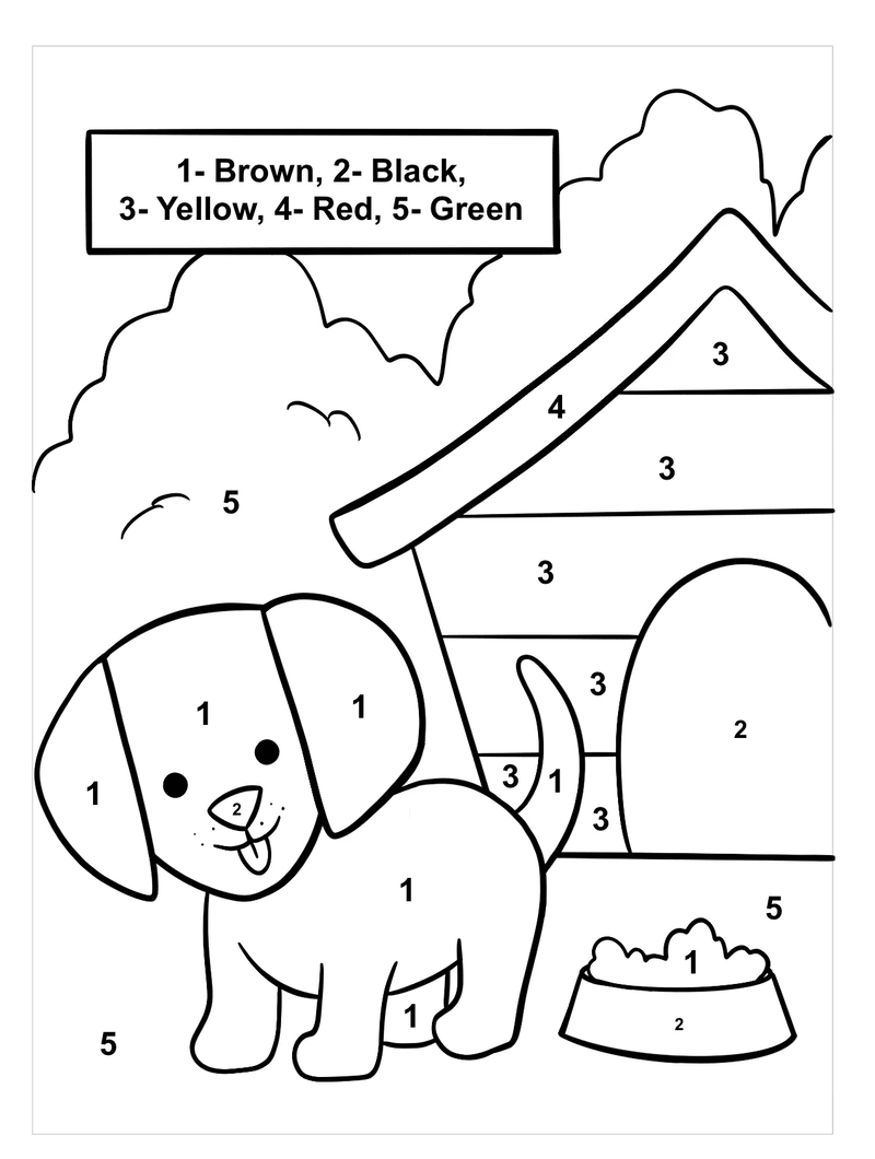 Free Puppy color by number Color By Number