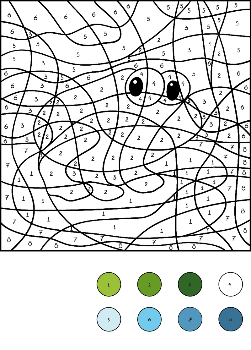 Frog for kid color by number