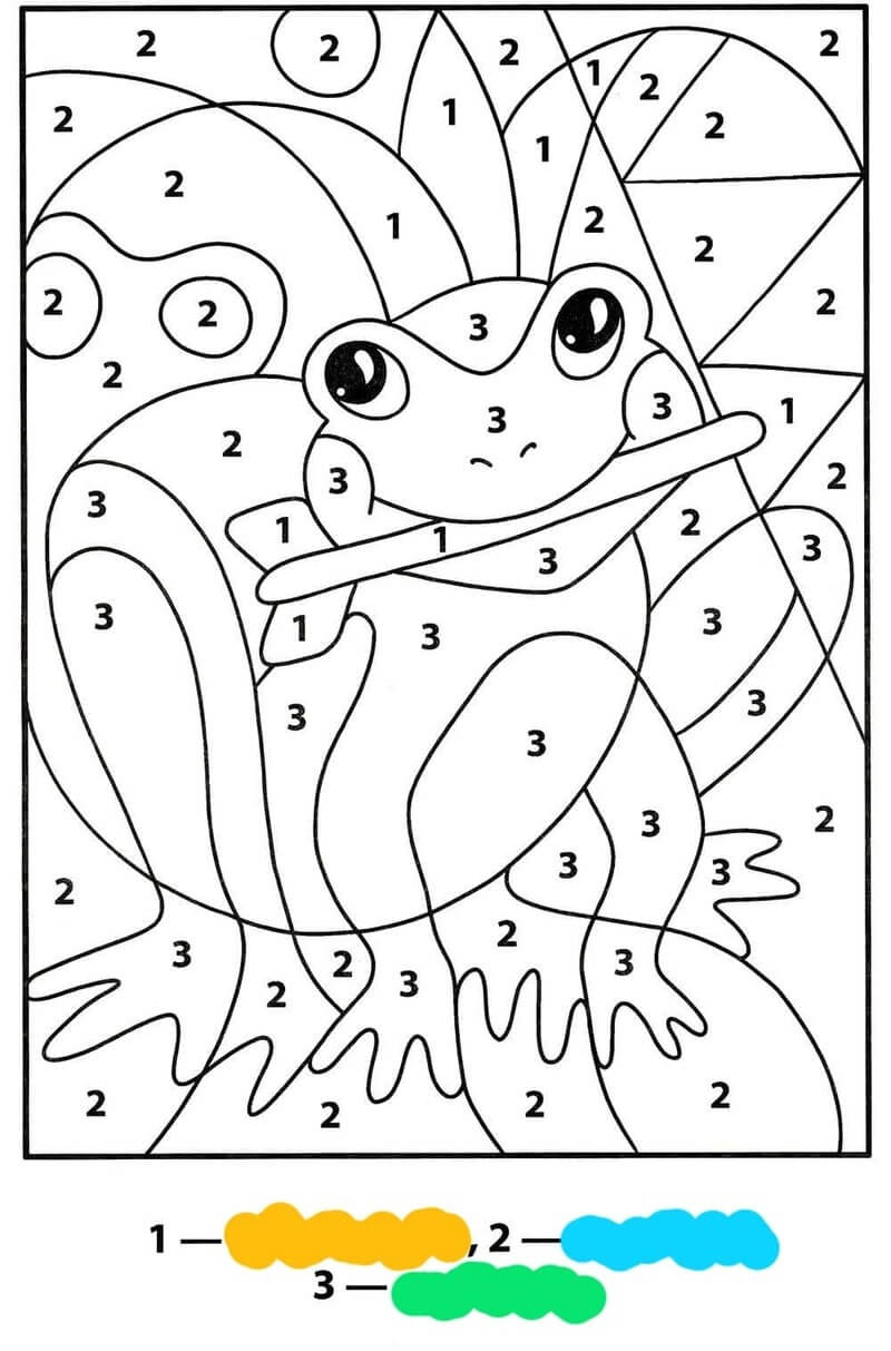 Frog with a stick color by number Color By Number
