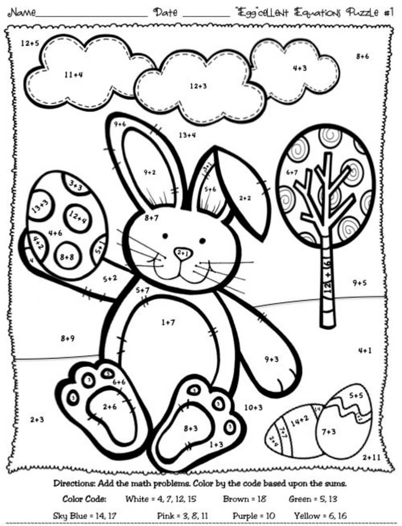 Funny easter bunny color by number Color By Number