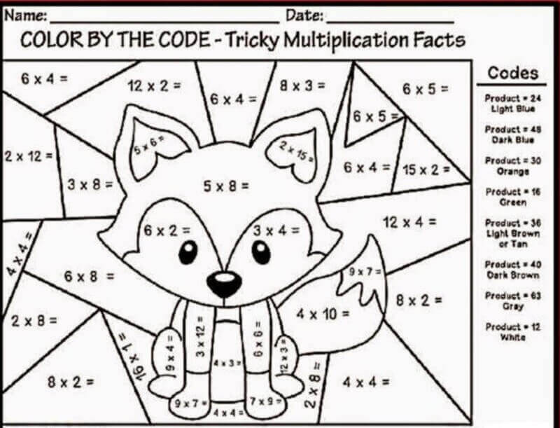 Good Multiplication Wolf color by number