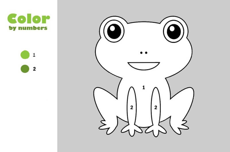 Green Frog in cartoon style color by number