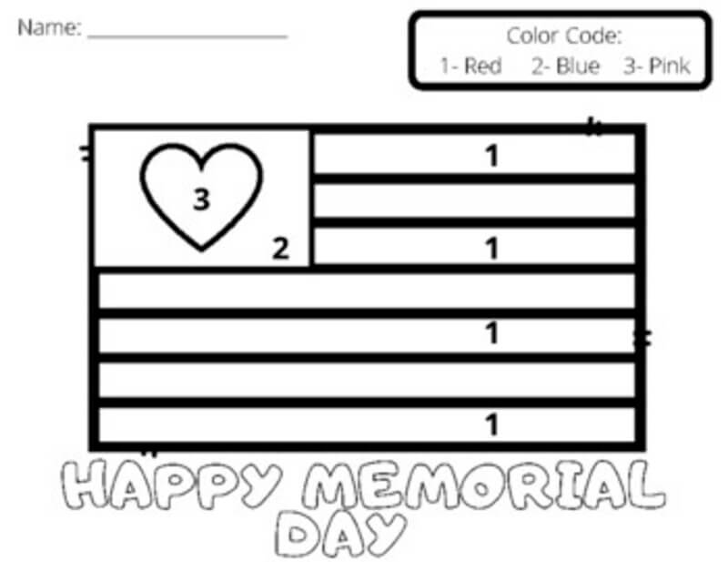 Happy Memorial day color by number