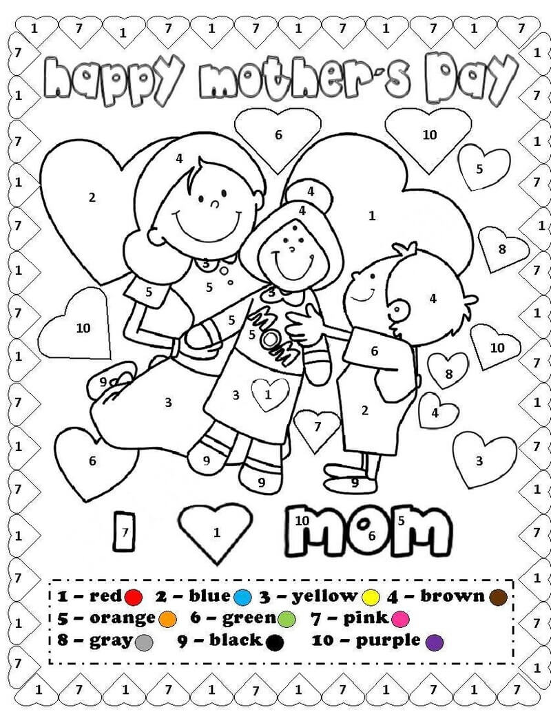 Happy Mother's day color by number