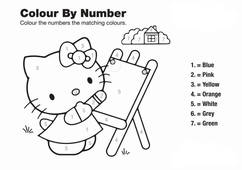 Hello Kitty is drawing color by number Color By Number