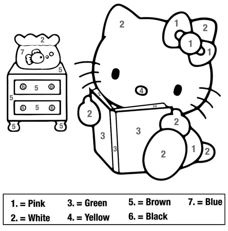 Color By Number Worksheet Hello Kitty