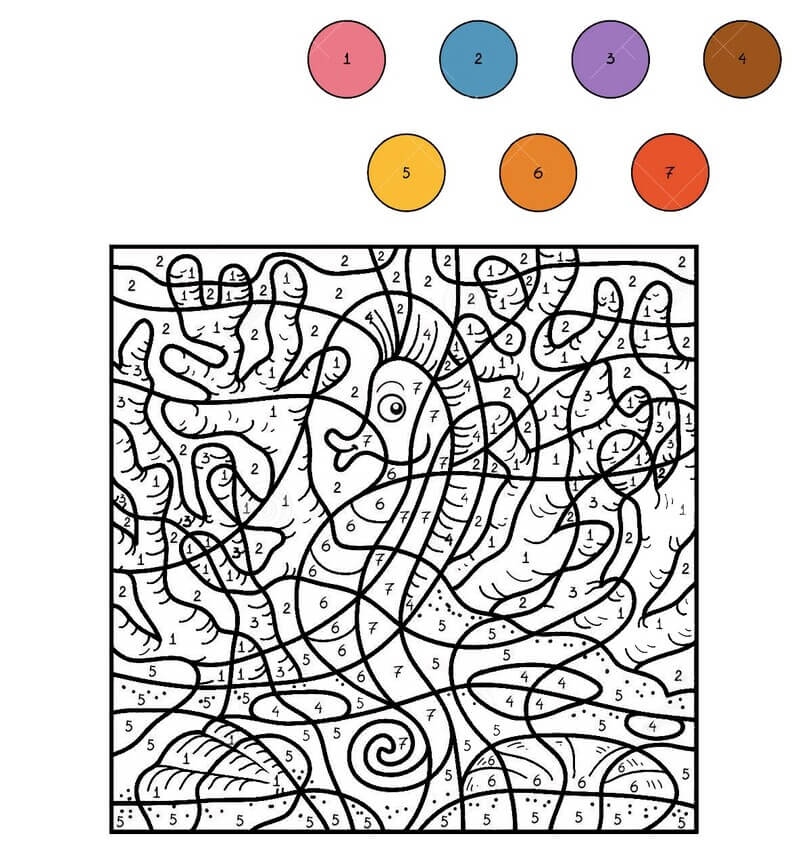 Hippocampus color by number