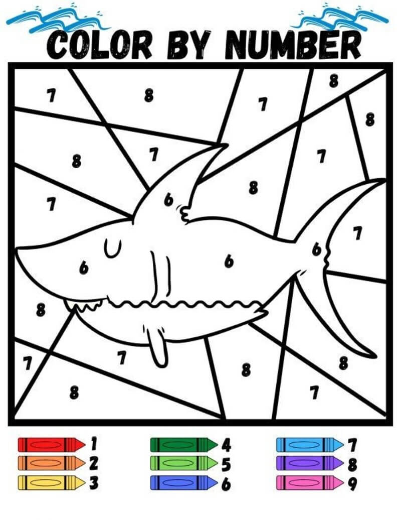 Hungry Shark color by number Color By Number