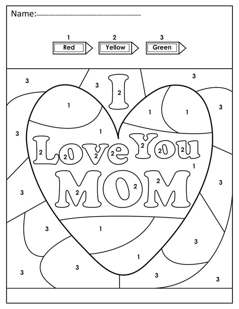 I love you MOM color by number