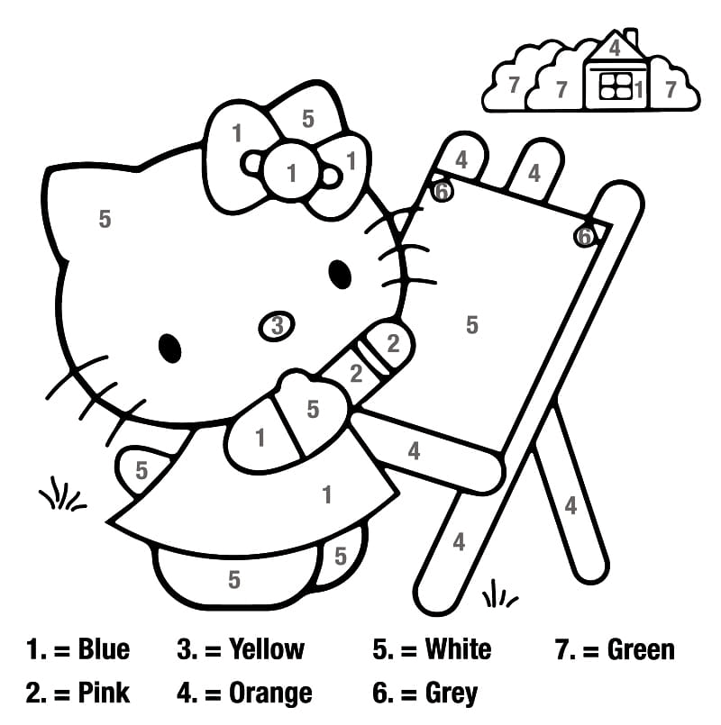 Lovely Hello Kitty color by number Color By Number