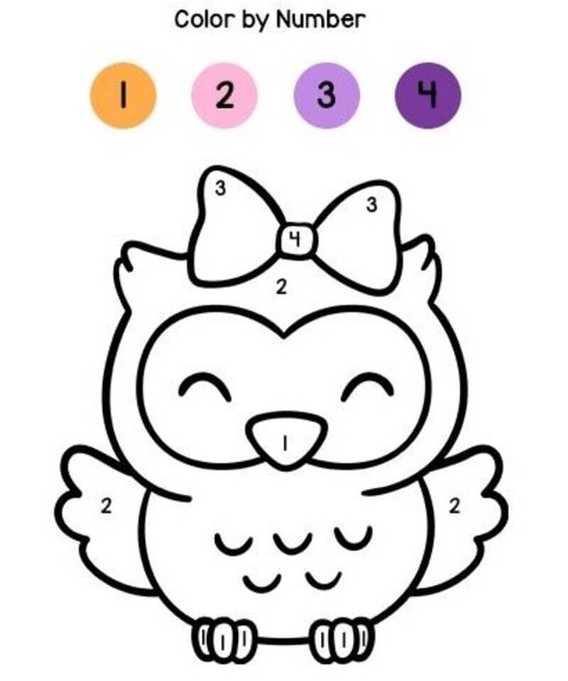 Lovely Owl color by number Color By Number