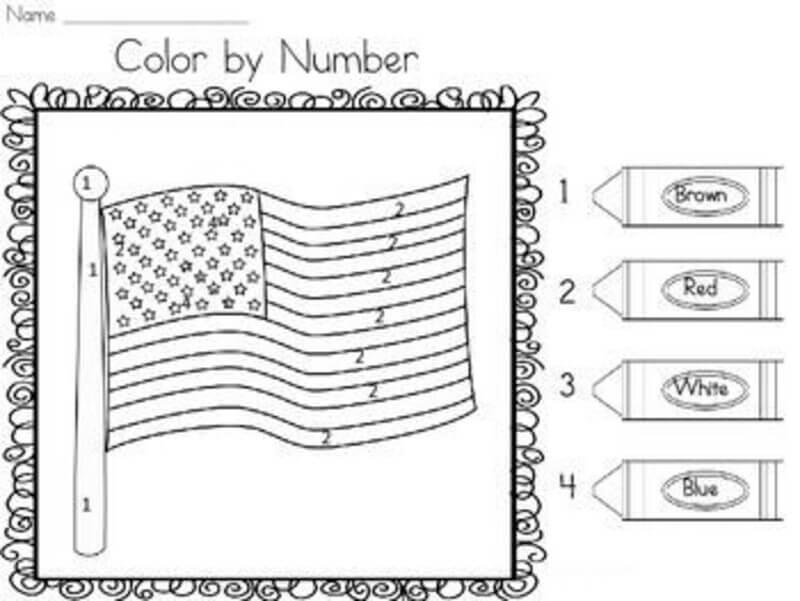 Memorial day with American Flag color by number