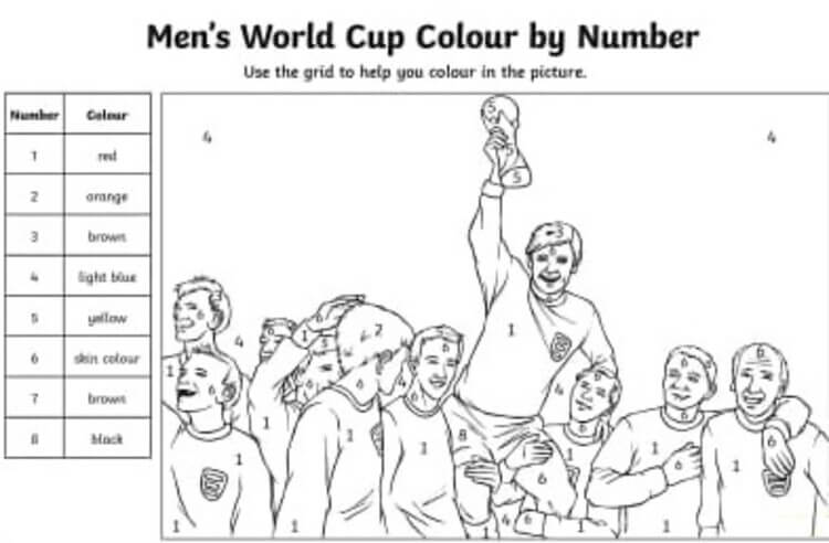 Men’s World Cup color by number Color By Number
