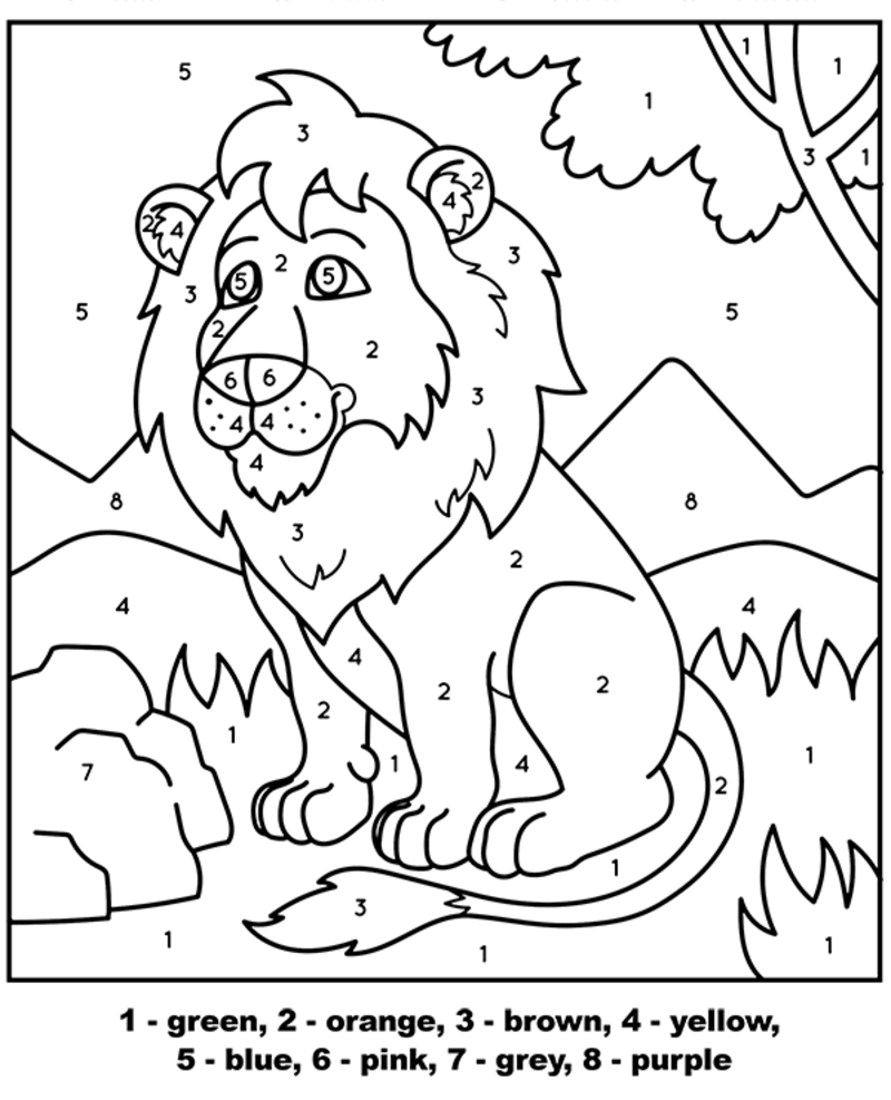 Normal lion color by number Color By Number