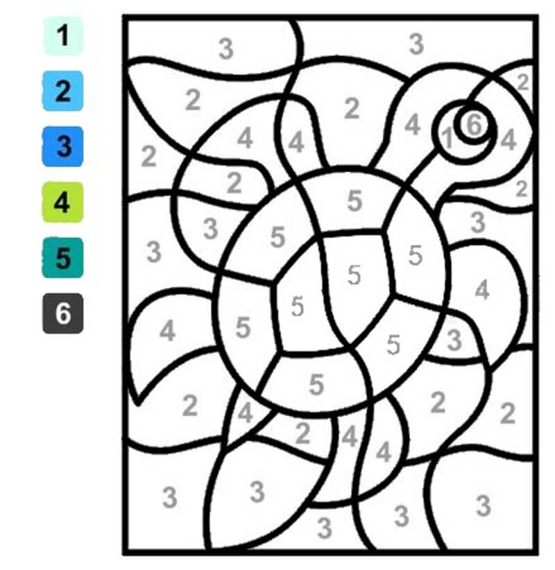 Printable Turtle color by number Color By Number