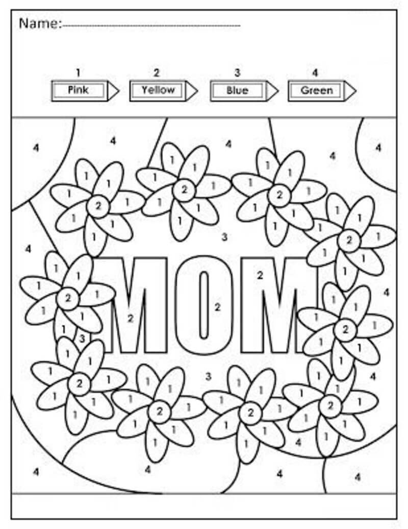 Set of Mother day color by number Download, Print Now!