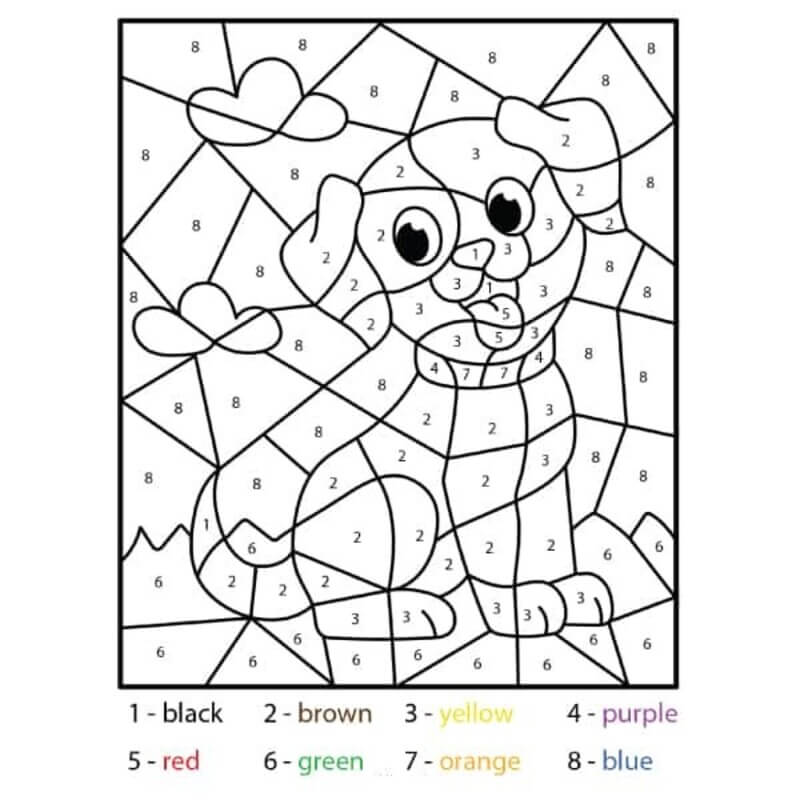 Smiling Puppy color by number Color By Number