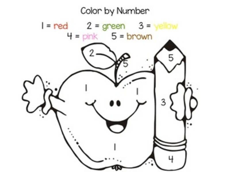 Study with an apple color by number