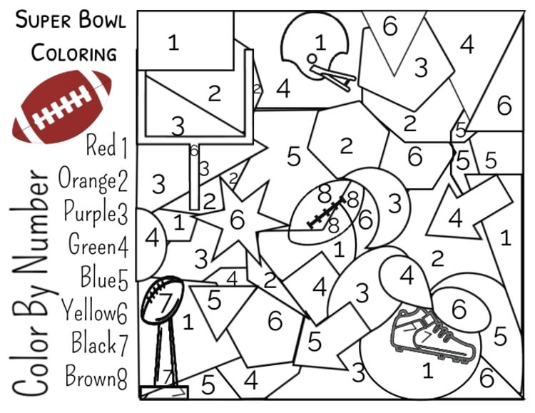 Football Color By Number Worksheet