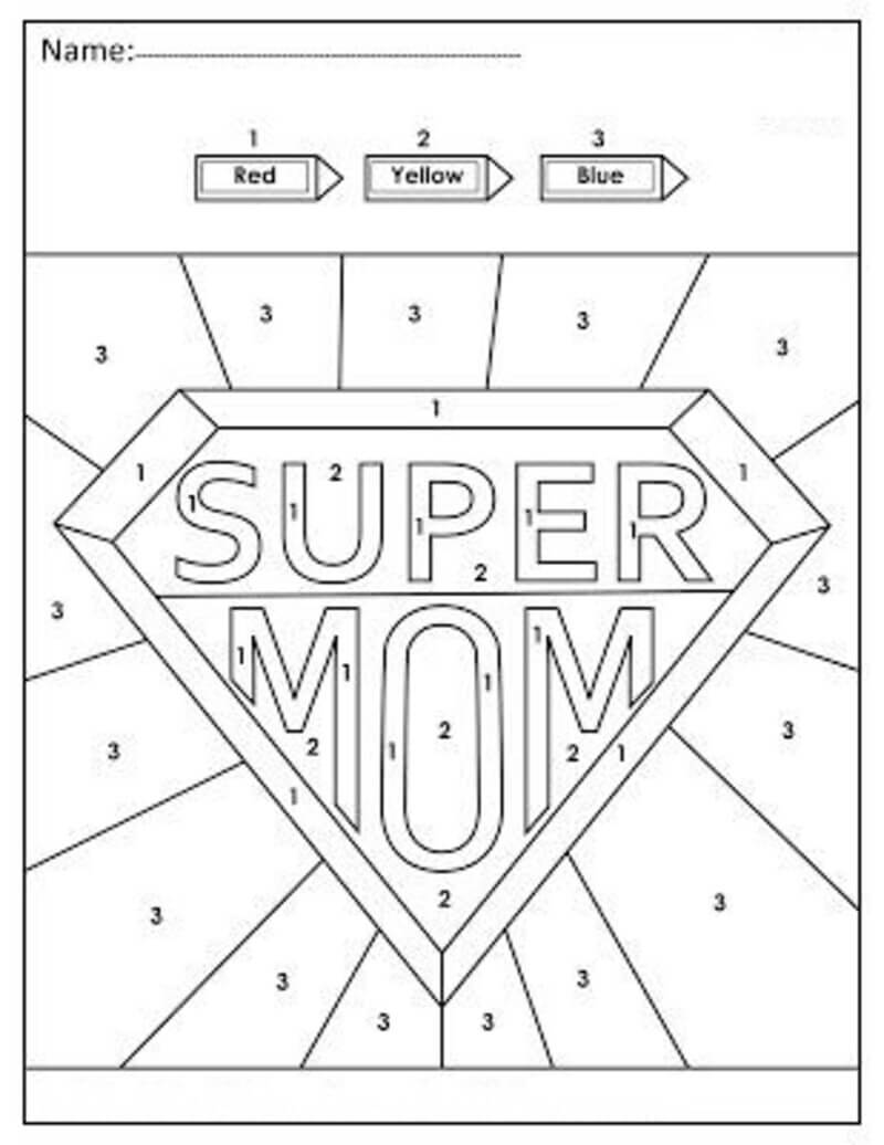 Super Mom color by number