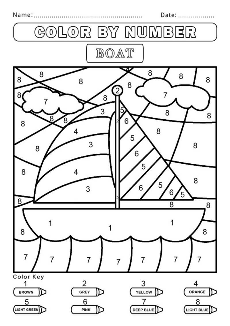 The boat on the sea color by number Color By Number