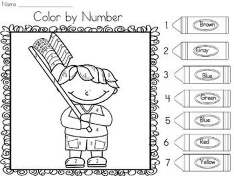 The boy in Memorial day color by number