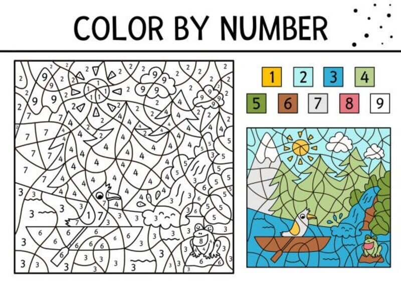 The Frog and the Bird color by number
