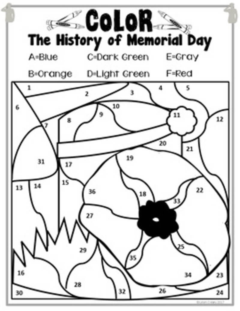The history of Memorial day color by number