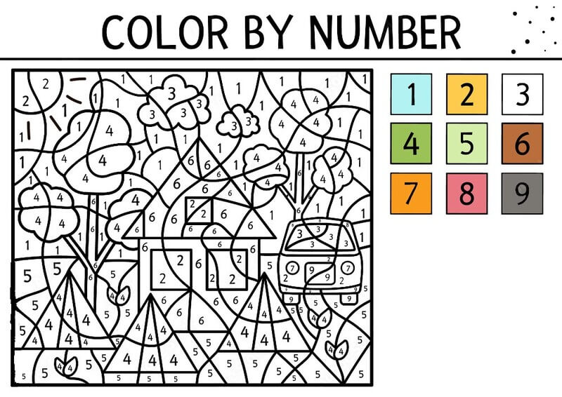 The house and the car color by number