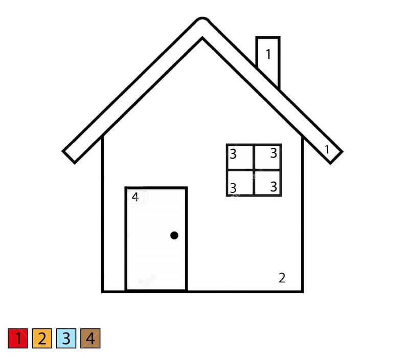 The house for kid color by number