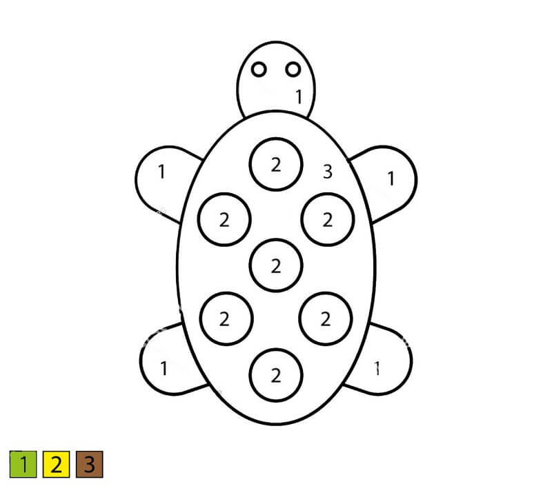 Turtle Painting color by number Color By Number