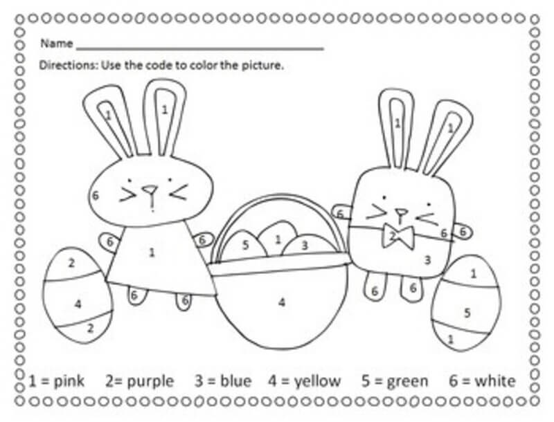 Two Easter Bunny color by number