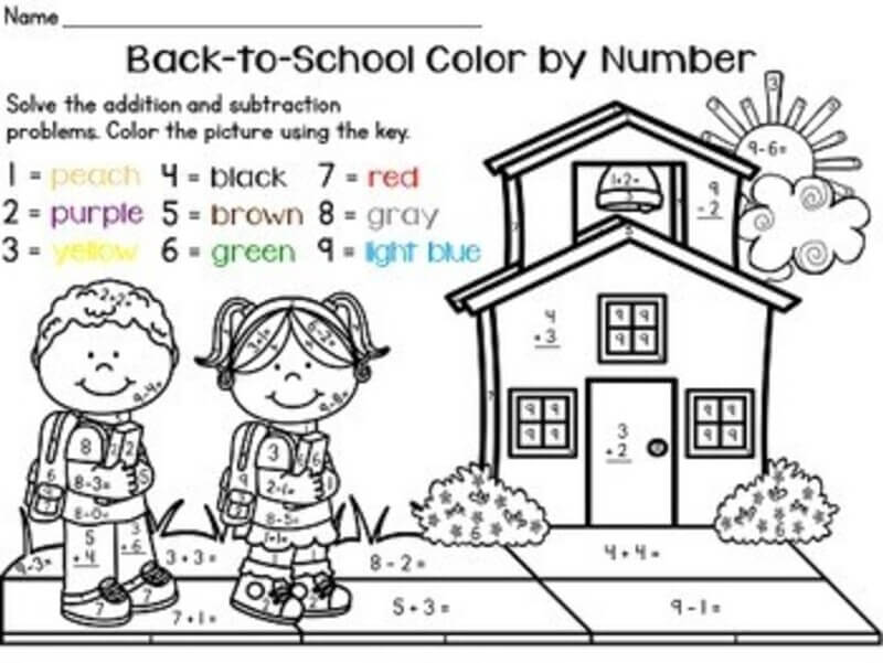 Two kids Back to school color by number Color By Number