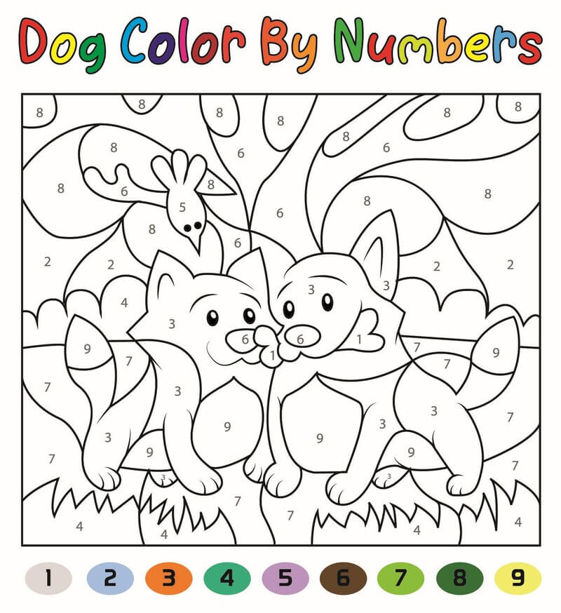 Two Puppy color by number