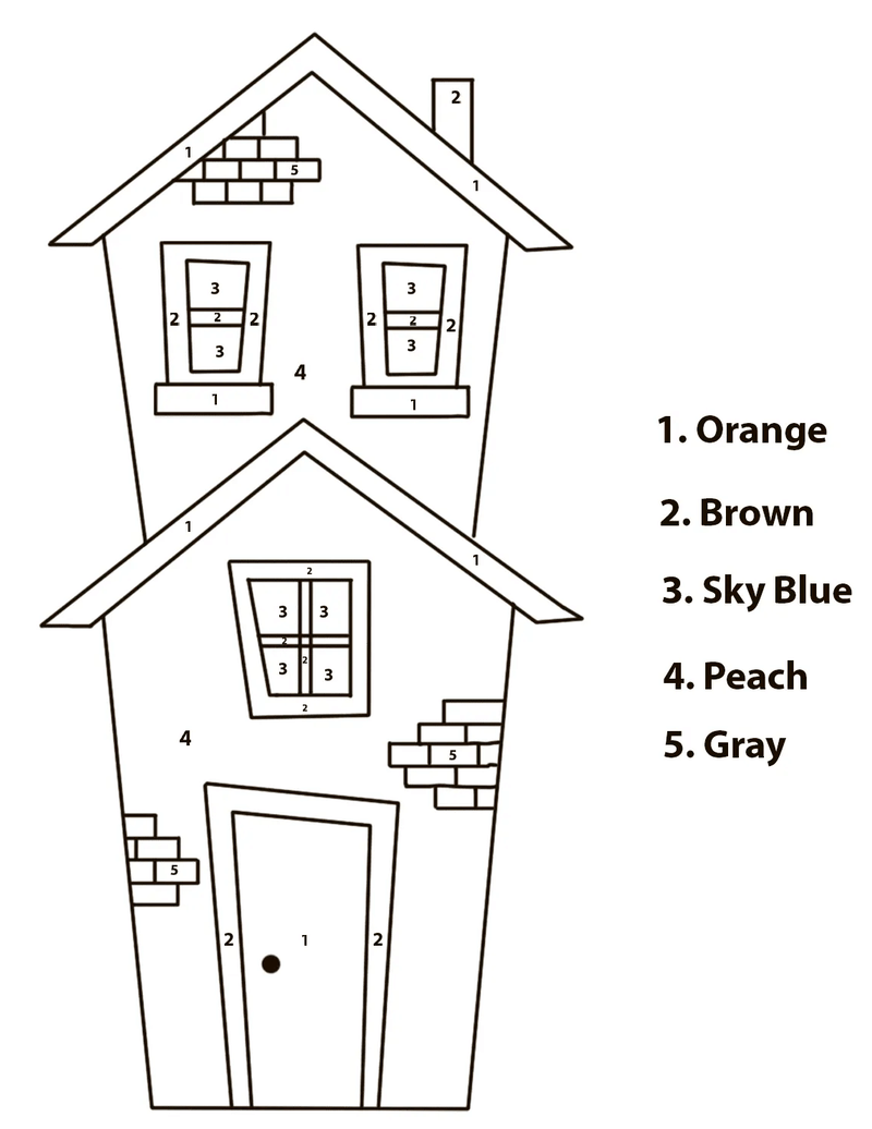 Two storey house color by number