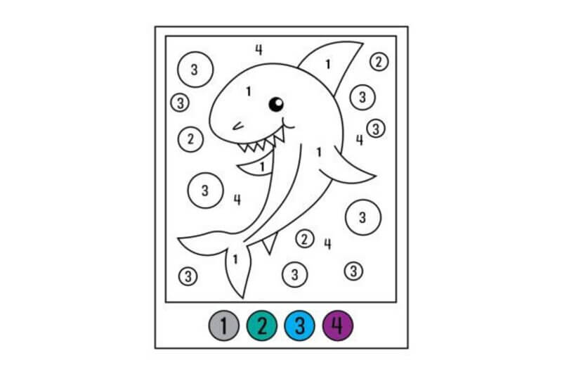 Very Cute Shark color by number