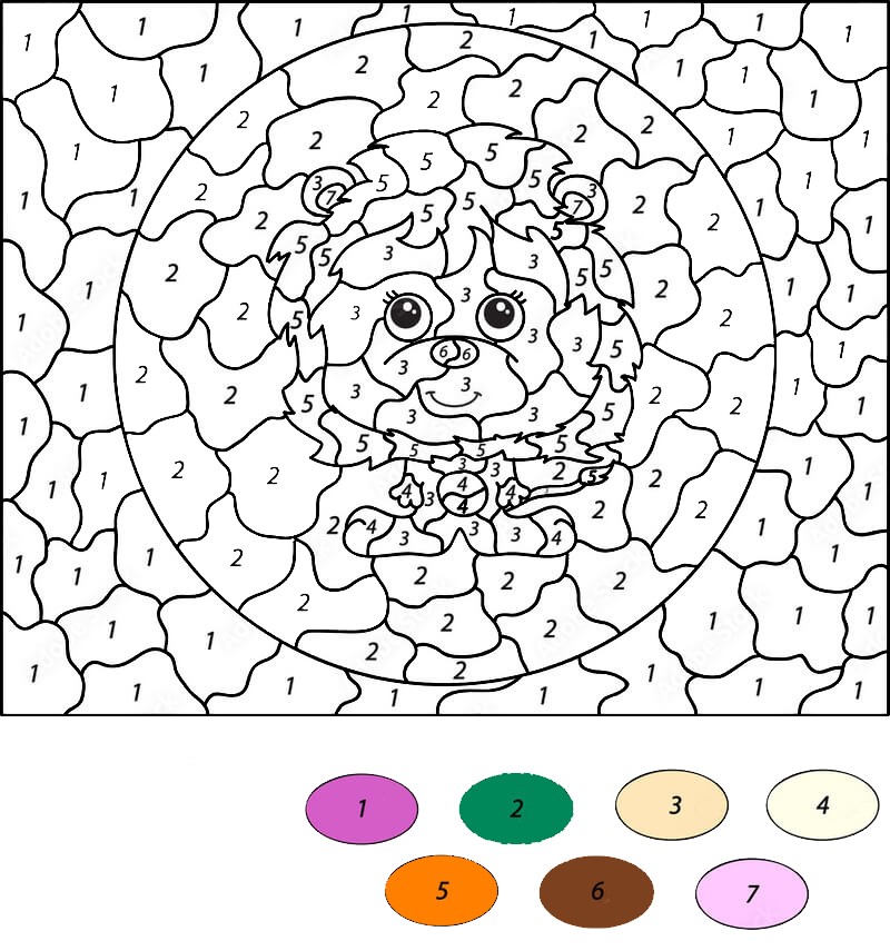 White lion color by number Color By Number