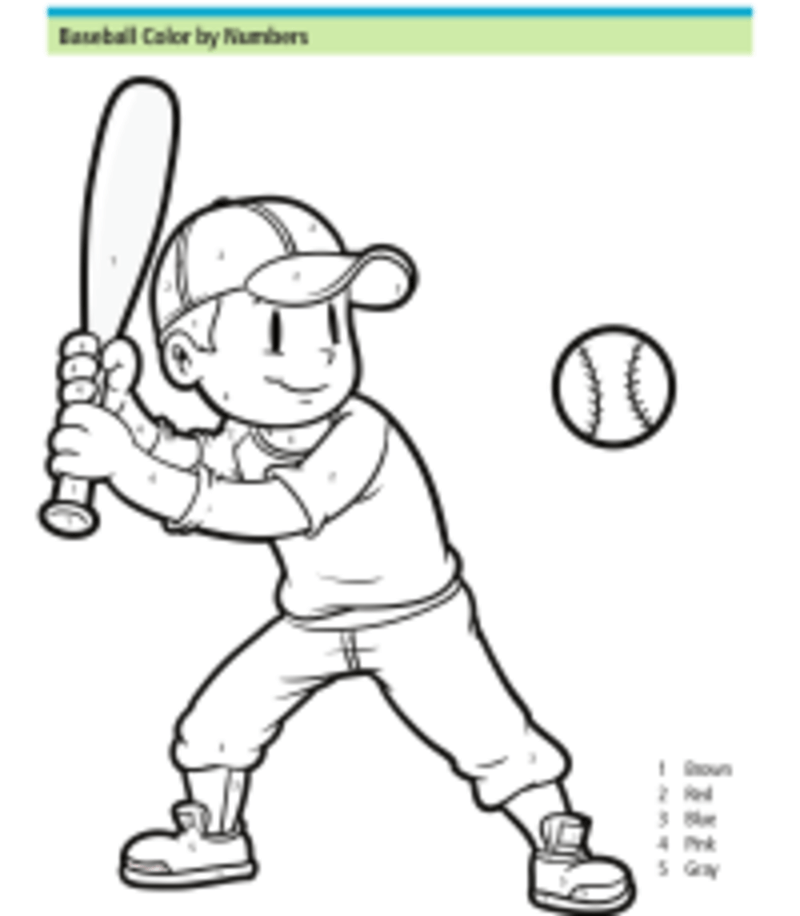 Boy playing Baseball color by number