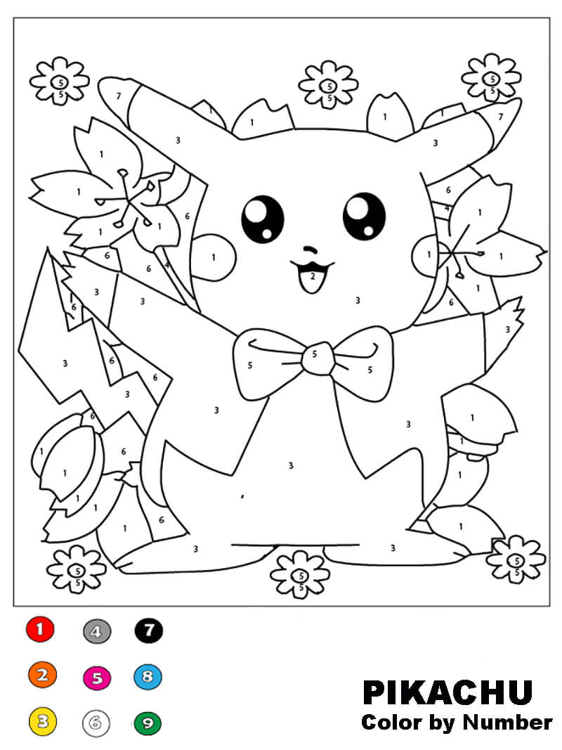 Beautiful Pikachu Coloring by Number